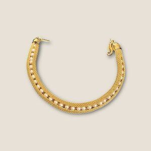 Vintage Mesh & Faux Pearl Bracelet 7 Inches Gold Tone Elegant 80s  Jewelry